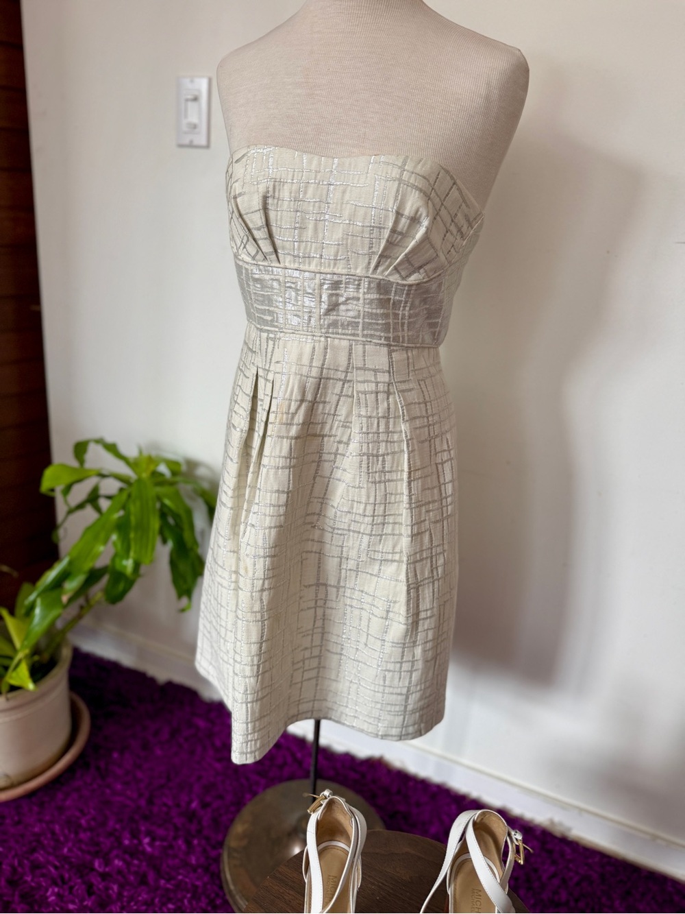 Metallic Strapless Mini Dress